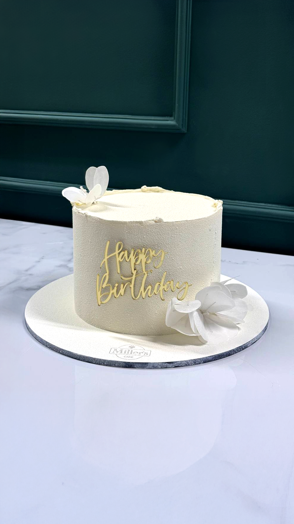 Chic White Birthday Cake