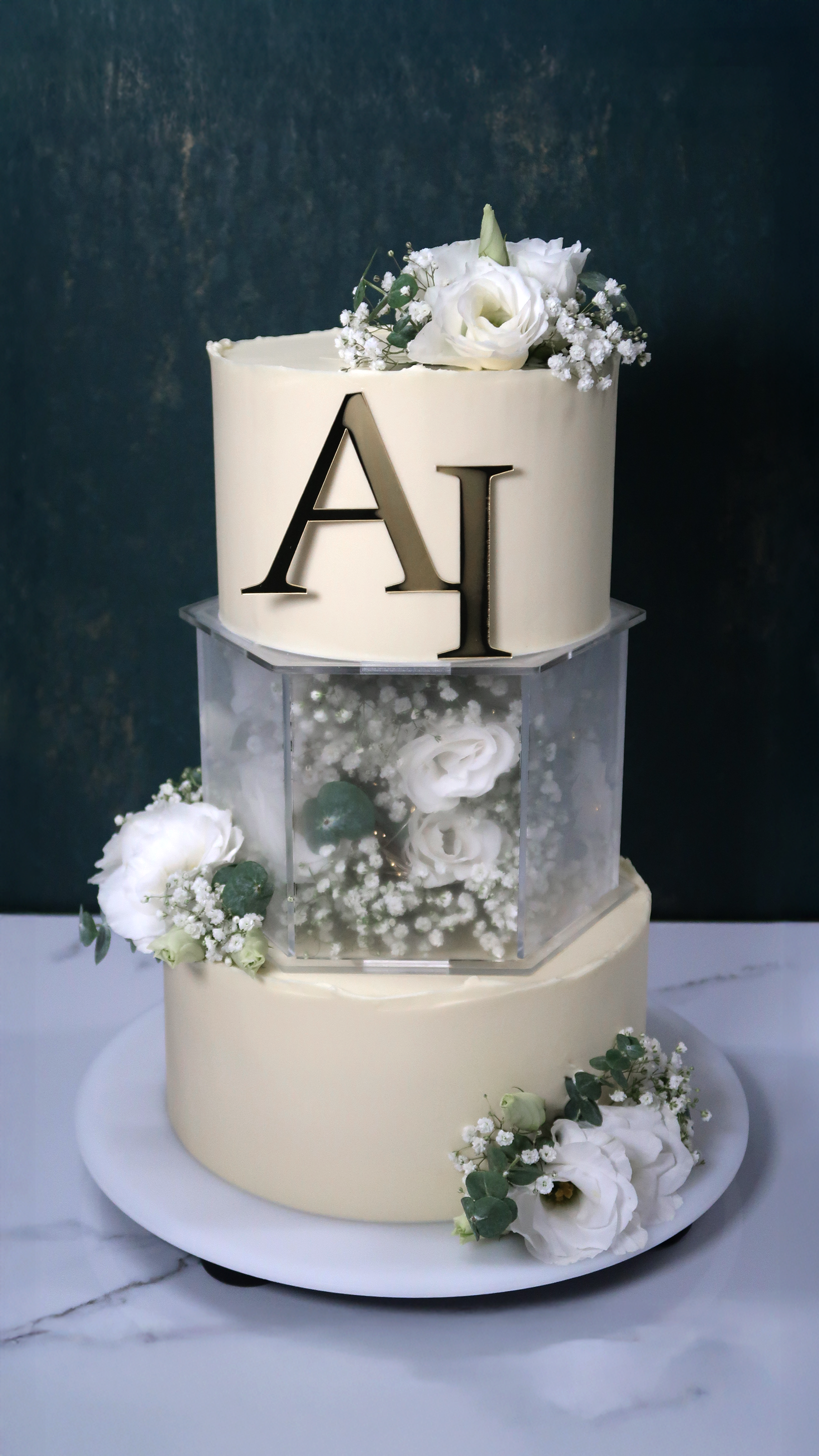 White Grace & Crystal Tier Cake
