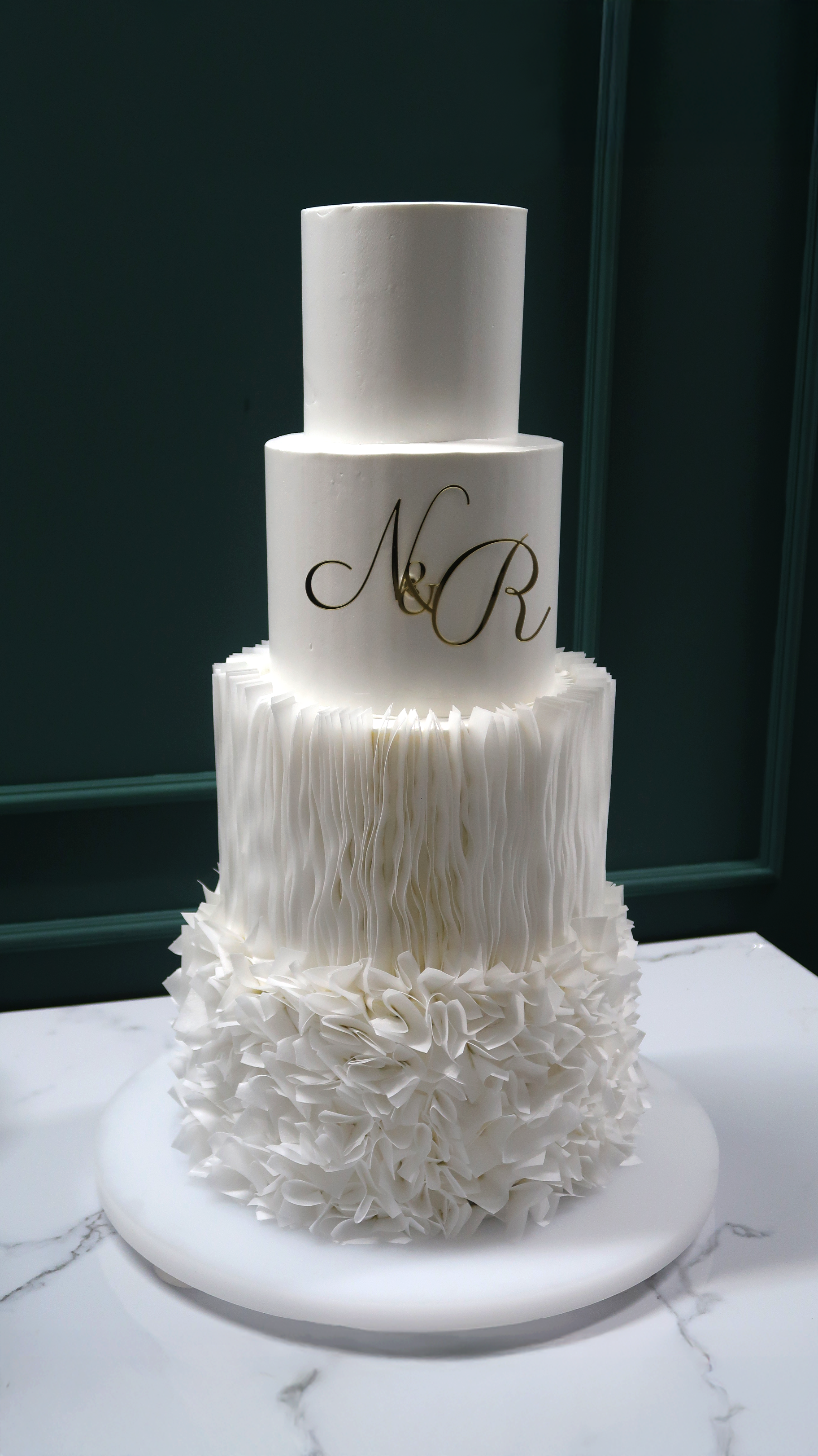 Elegant White Ruffle Cake