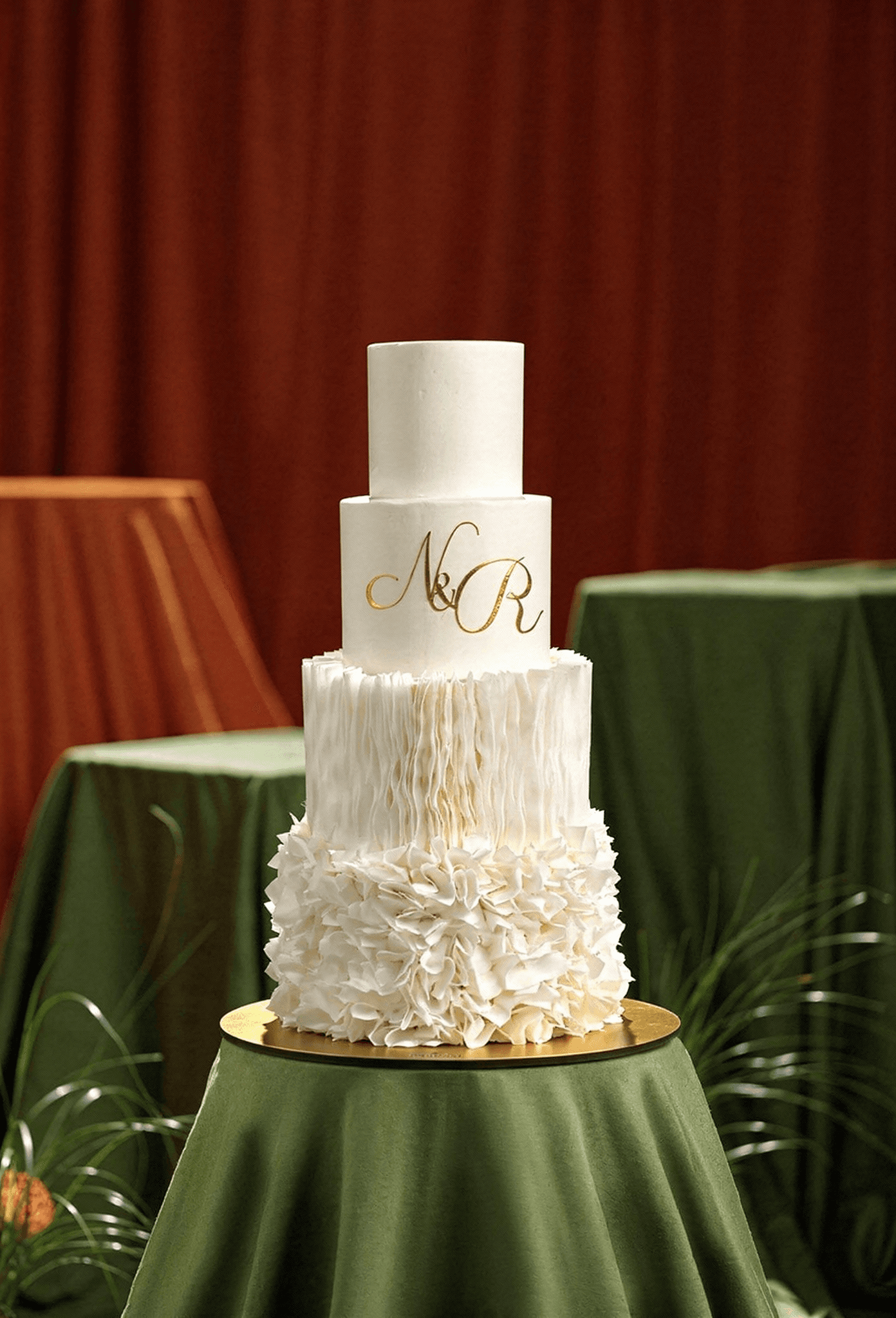 Elegant White Ruffle Cake