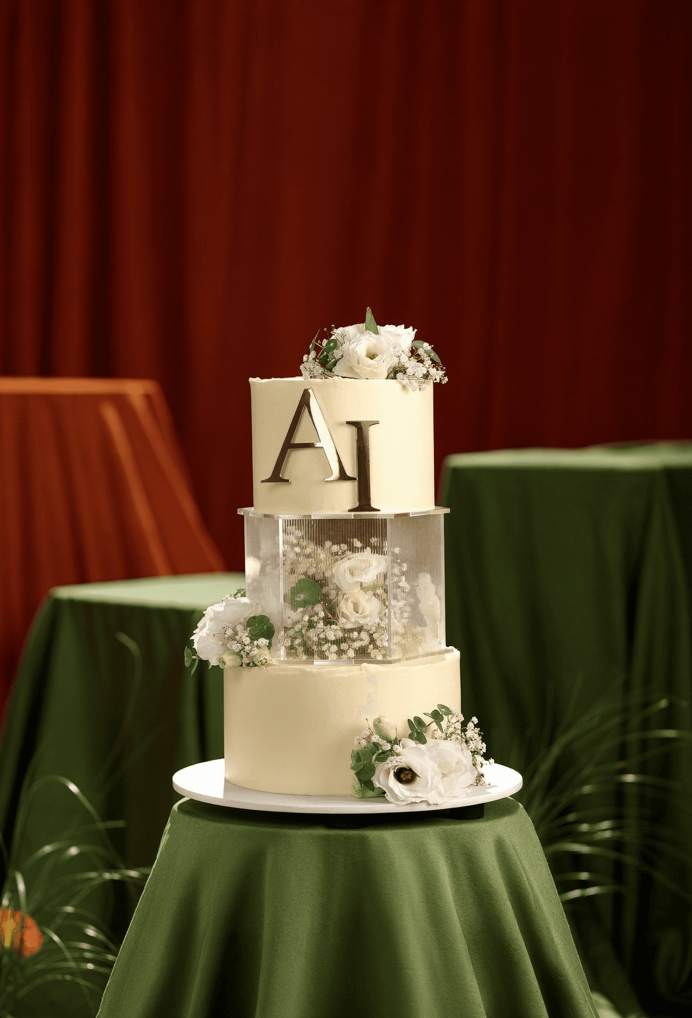 White Grace & Crystal Tier Cake