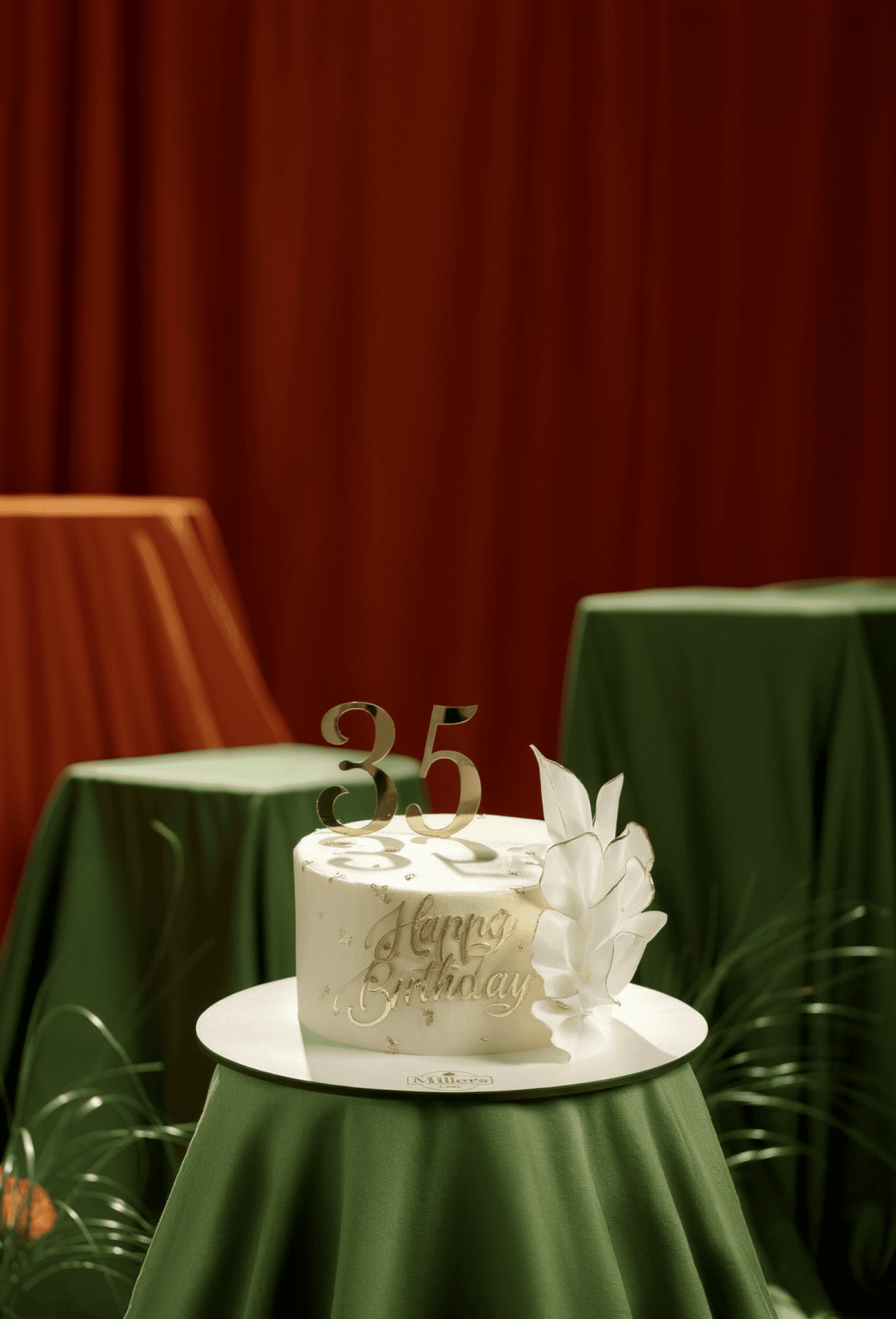 Modern White-Gold Celebration Cake