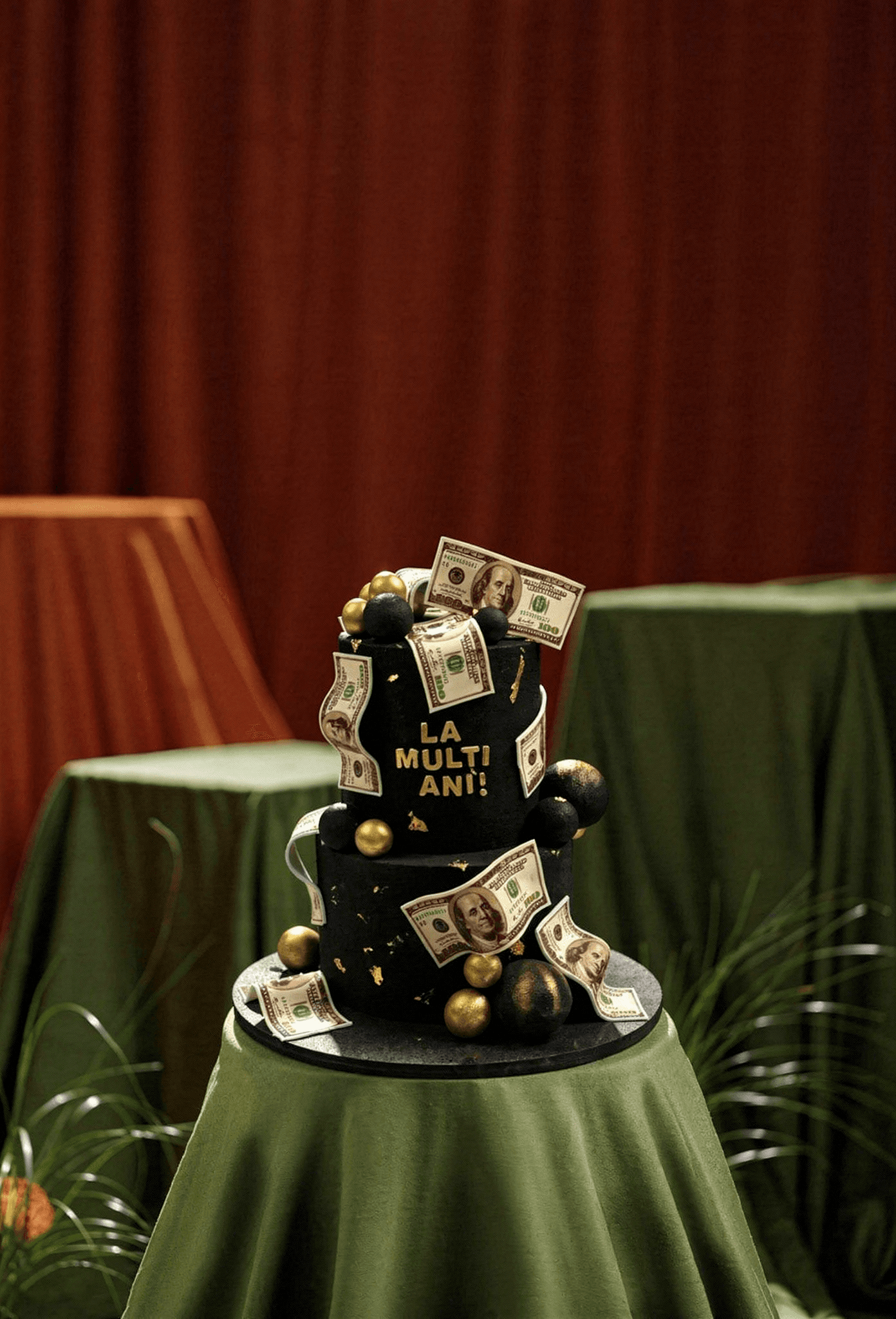 Black & Gold Birthday Cake